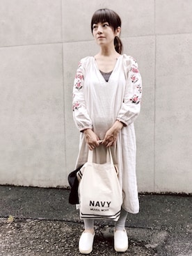 「刺繍」｜「アイテム（その他アンダーウェア/インナー）」を使った、Chaccoさん（レディース・156cm）の秋コーディネート