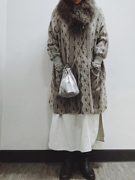 「Rodeo Crowns（ロデオクラウンズ）のアイテム（シャツワンピース）」を使った、Chaccoさん（レディース・155cm）の冬コーディネート