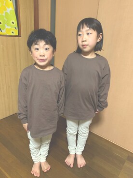 「devirock（デビロック）のBIGシルエット袖リブ長袖Tシャツ（Tシャツ/カットソー、ブラウン系）」を使った、shiichanさん（レディース）の春コーディネート