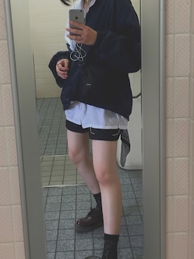 「黒髪」｜「アイテム（ブルゾン）」を使った、mさん（レディース・162cm）の春コーディネート