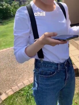 「無印良品（ムジルシリョウヒン）のアイテム（トップス、ホワイト系）」を使った、tmsnさん（レディース・153cm）の夏コーディネート