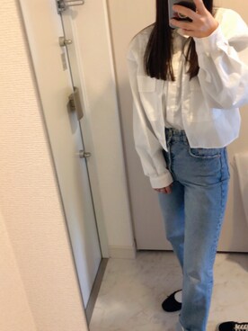 「H&M（エイチ・アンド・エム）のアイテム（デニムパンツ、ブルー系）」を使った、tmsnさん（レディース・153cm）の春コーディネート