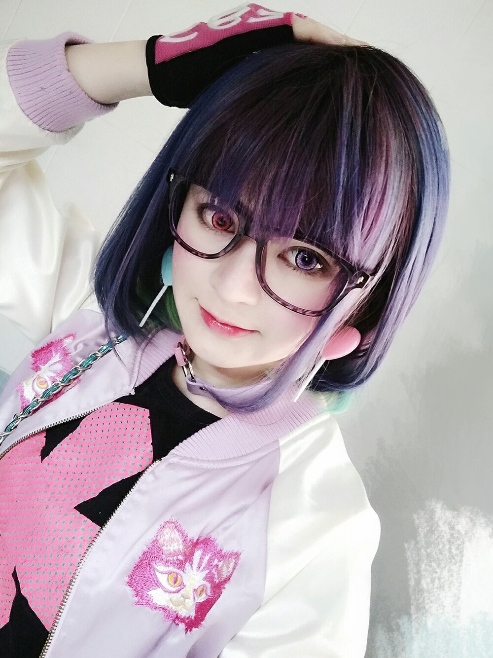 「no brandの3段階ボタン調整 
ハート モチーフ チョーカー レザー （ネックレス、その他）」を使った、步同さん（レディース・162cm）の春コーディネートの1枚目の写真
