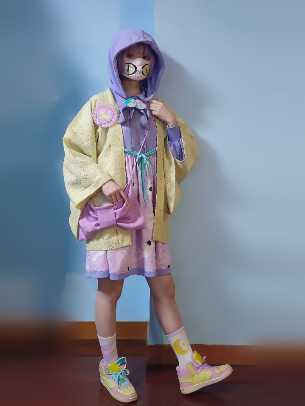 「no brandのアイテム（浴衣、イエロー系）」を使った、步同さん（レディース・162cm）の冬コーディネートの1枚目の写真
