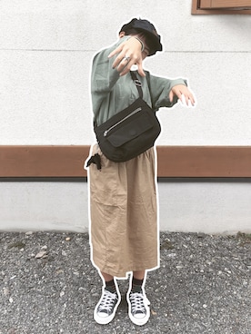 「Alpha Industries（アルファインダストリーズ）のアイテム（キャスケット）」を使った、manamiさん（レディース・158cm）の冬コーディネート