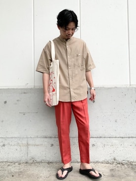 「涼しくて軽い「涼・軽パンツ」」｜coenかげやまさん（メンズ・176cm）の夏コーディネート