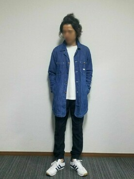 「ショップコート」｜「アイテム（デニムジャケット）」を使った、nowtyさん（メンズ・166cm）の春コーディネート