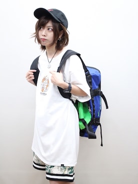 「ROLLING CRADLE（ローリングクレイドル）のアイテム（バッグ）」を使った、ainaさん（レディース・153cm）の夏コーディネート