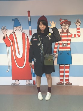 「5（ファイブ）のアイテム（ピーコート）」を使った、小可さん（レディース・165cm）の春コーディネート