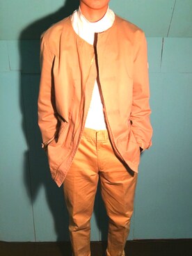 「no brand（ノーブランド）のアイテム（ノーカラージャケット）」を使った、みちゃーそさん（メンズ・167cm）の春コーディネート