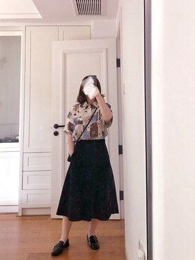 「no brand（ノーブランド）のアイテム（シャツ/ブラウス、その他）」を使った、懒猫猫3030さん（レディース・152cm）の春コーディネート