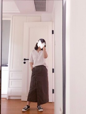 「SENSE OF PLACE by URBAN RESEARCH（センスオブプレイスバイアーバンリサーチ）の2WAYワッフルビッグTシャツ(半袖)（Tシャツ/カットソー、ホワイト系）」を使った、懒猫猫3030さん（レディース・152cm）の夏コーディネート