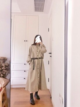 「CHARLES & KEITH（チャールズ & キース）のアイテム（ローファー、ブラック系）」を使った、懒猫猫3030さん（レディース・152cm）の秋コーディネート