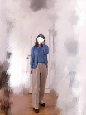 「VIS（ビス）の【EASY CARE】ワイドパンツ（その他パンツ、ベージュ系）」を使った、懒猫猫3030さん（レディース・152cm）の秋コーディネート