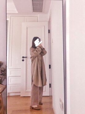 「miette（ミエット）のアイテム（シャツワンピース）」を使った、懒猫猫3030さん（レディース・152cm）の秋コーディネート