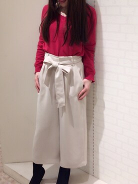 「WILLSELECTION（ウィルセレクション）の【美人百花6月号掲載】　エステルＷクロスガウチョ（その他パンツ、ベージュ系）」を使った、Appp1uさん（レディース）の冬コーディネート