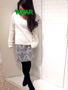 「WILLSELECTION（ウィルセレクション）のアイテム（ニット/セーター、ホワイト系）」を使った、Appp1uさん（レディース）の冬コーディネート