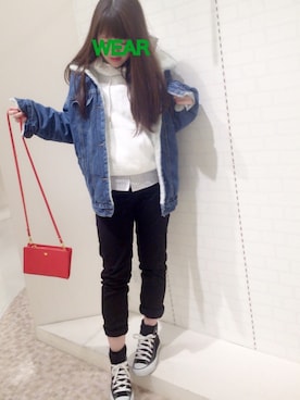 「GAP（ギャップ）のアイテム（その他パンツ、ブラック系）」を使った、Appp1uさん（レディース）の冬コーディネート