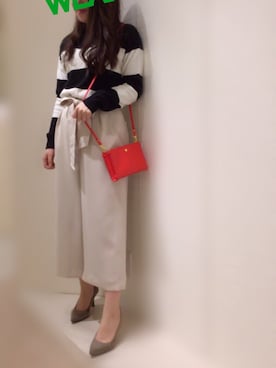 「WILLSELECTION（ウィルセレクション）の【美人百花6月号掲載】　エステルＷクロスガウチョ（その他パンツ、ベージュ系）」を使った、Appp1uさん（レディース）の冬コーディネート