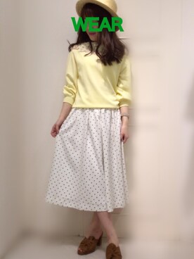「WILLSELECTION（ウィルセレクション）のアイテム（スカート、ホワイト系）」を使った、Appp1uさん（レディース）の春コーディネート