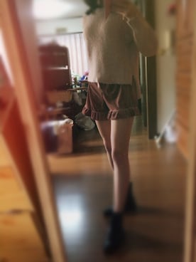 「RETRO GIRL（レトロガール）のアイテム（パンツ、ブラウン系）」を使った、ももかさん（レディース・173cm）の春コーディネート