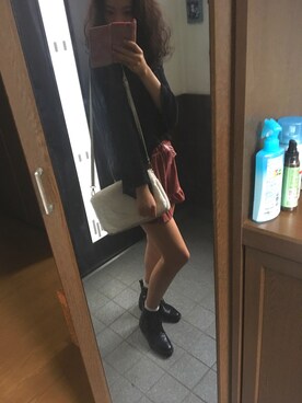 「GU（ジーユー）のアイテム（ブーツ、ブラック系）」を使った、ももかさん（レディース・173cm）の秋コーディネート