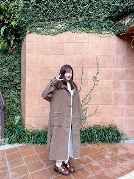 「ehka sopo（エヘカソポ）のアイテム（ステンカラーコート）」を使った、ななさん（レディース・158cm）の冬コーディネート