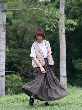 「Fumbleのアイテム」を使った、𝐡𝐞𝐥𝐞𝐧 ✿さん（レディース・162cm）の夏コーディネート