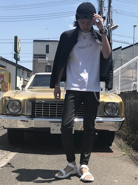 「DOWBL（ダブル）のアイテム」を使った、藍澤弦太さん（メンズ・178cm）の夏コーディネート