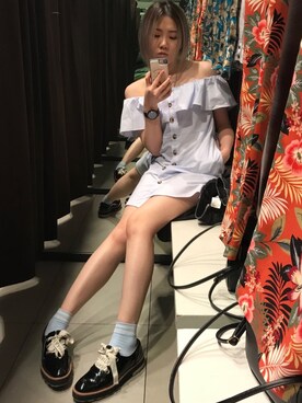 「blue」｜「アイテム（ローファー）」を使った、bbambiizさん（レディース・166cm）の春コーディネート