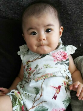 「アイテム（ロンパース、グリーン系）」を使った、ディクオーレさん（キッズ・60cm）の秋コーディネート