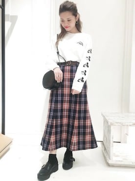 「サークルバッグ」｜「アイテム（その他シューズ）」を使った、sachiさん（レディース・154cm）の秋コーディネート