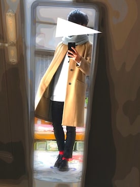 「アイテム（ステンカラーコート）」を使った、ソリムさん（メンズ・175cm・10代）の冬コーディネート