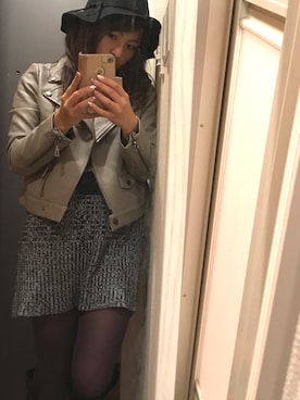 「SPIRALGIRL（スパイラルガール）のアイテム（ライダースジャケット）」を使った、sp0sachoさん（レディース・153cm）の秋コーディネート