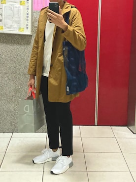 「アイテム（トレンチコート、ゴールド系）」を使った、abewangさん（メンズ・174cm）の夏コーディネート
