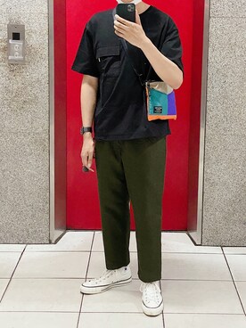 「niko and...（ニコアンド）のアイテム（チノパンツ）」を使った、abewangさん（メンズ・174cm）の夏コーディネート