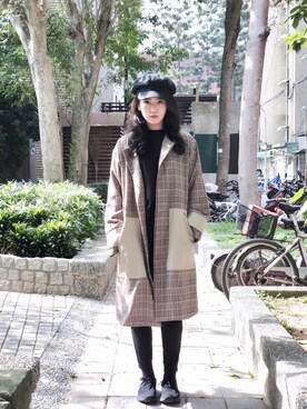 「plain-me（プレインミー）のアイテム（ジャケット/アウター）」を使った、Zoey 池👾さん（レディース・163cm）の冬コーディネート