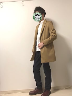 「チェスターコート キャメル」｜ハレさん（メンズ・165cm）の春コーディネート