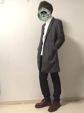 「シンプルおしゃれが好き」｜「アイテム（チェスターコート）」を使った、ハレさん（メンズ・165cm）の春コーディネート
