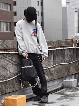 「Gosha Rubchinskiy（ゴーシャラブチンスキー）のアイテム（バッグ）」を使った、Rytさん（メンズ・175cm）の秋コーディネート