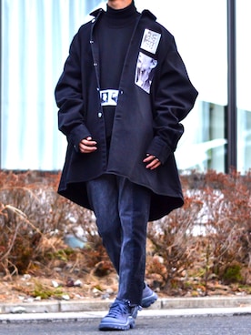 「DRKSHDW by RICK OWENS（ダークシャドウ バイ リックオウエンス）のアイテム（トップス）」を使った、Rytさん（メンズ・177cm）の冬コーディネート