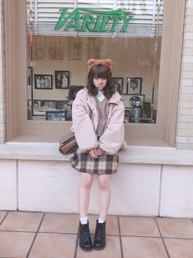 「ブラウンコーデ」｜「アイテム（マウンテンパーカー）」を使った、ちょんさん（レディース・153cm）の春コーディネート