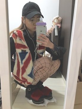 「FIG&VIPER（フィグアンドバイパー）のアイテム（キャップ）」を使った、Elie masukoさん（レディース・156cm）の春コーディネート
