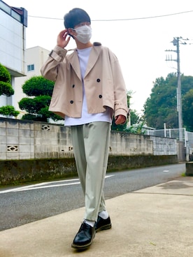 「ピスタチオ」｜「アイテム（トレンチコート）」を使った、kenさん（メンズ・175cm）の秋コーディネート