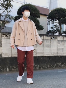 「GU（ジーユー）のアイテム（トレンチコート）」を使った、kenさん（メンズ・175cm）の冬コーディネート