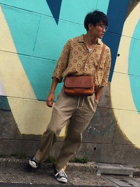 「原宿」｜「アイテム（チノパンツ）」を使った、はだしんさん（メンズ・170cm）の夏コーディネート
