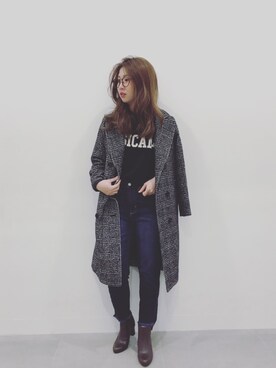 「新作」｜「アイテム（ダッフルコート）」を使った、Harukaさん（レディース・159cm）の秋コーディネート