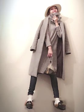 「Doシンプル部」｜「アイテム（チェスターコート）」を使った、malieさん（レディース・167cm）の冬コーディネート