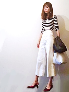 「ADAM ET ROPE'（アダムエロペ）のアイテム（ノーカラージャケット）」を使った、malieさん（レディース・167cm）の夏コーディネート