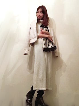 「アイテム（ブーティ、レッド系）」を使った、malieさん（レディース・167cm）の秋コーディネート